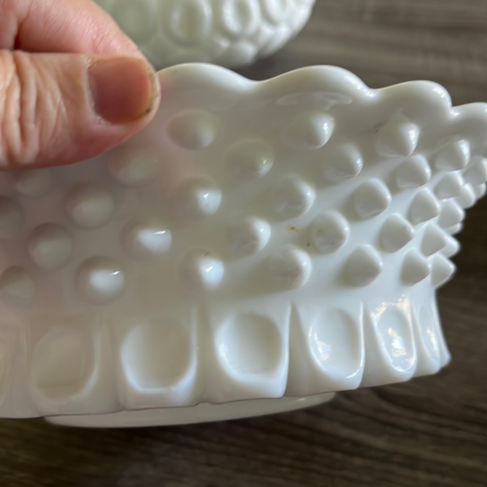 Vintage Fenton Hobnail Milk Glass Candle Holder